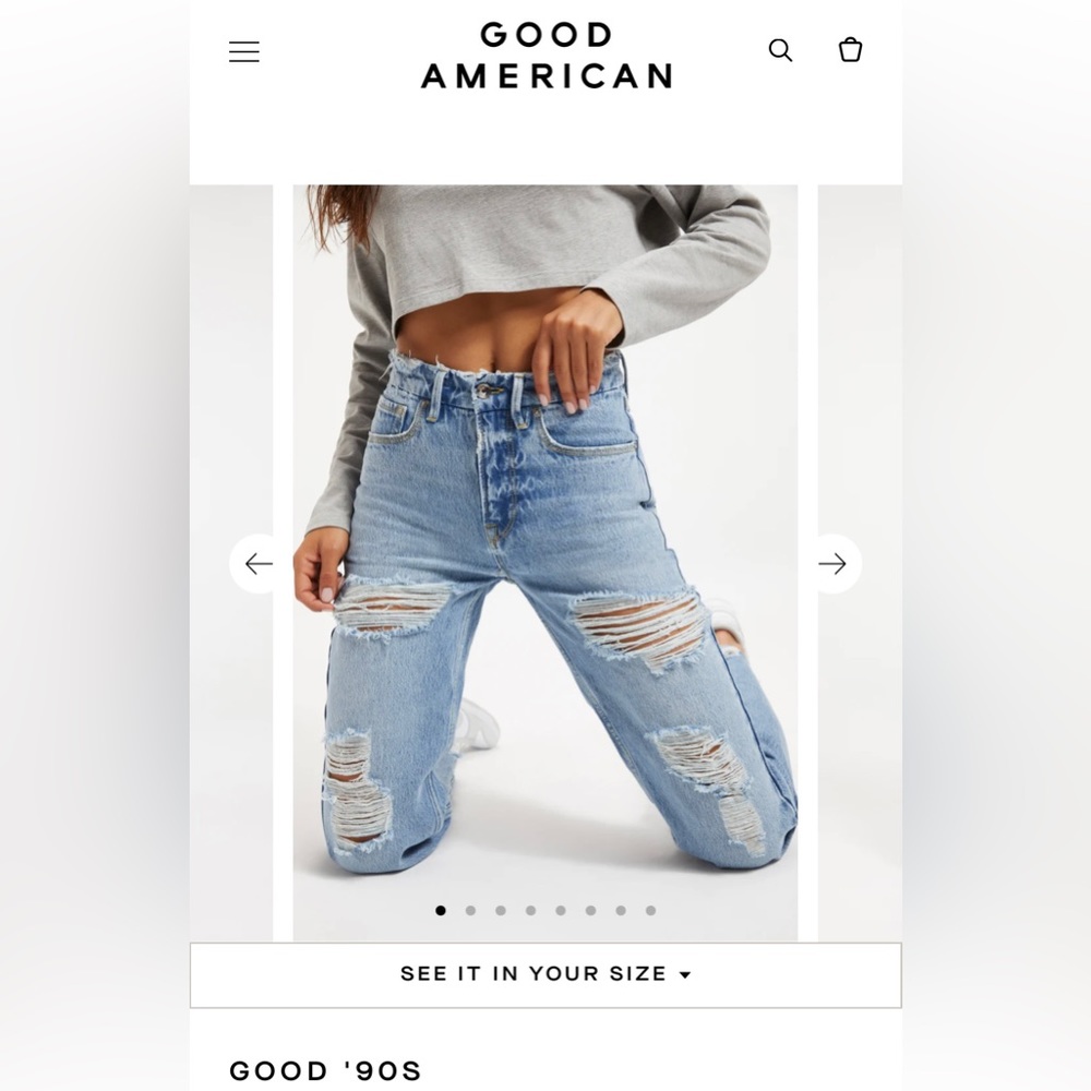 Good American High Waisted 90s Jeans (size 4/27)